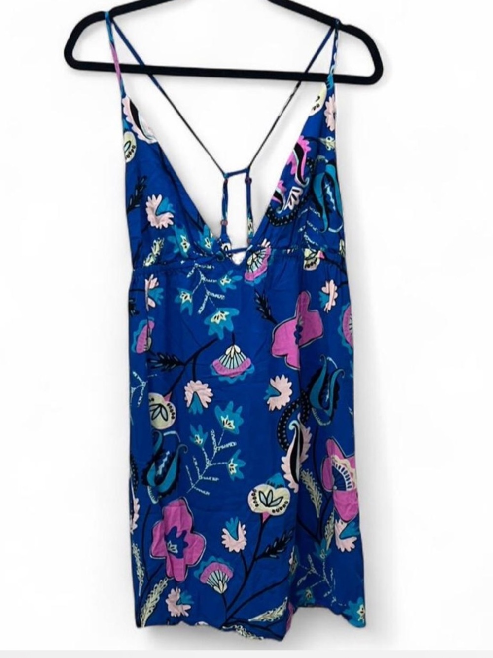JOSIE NATORI Beach Cover Up Blue Floral Dress